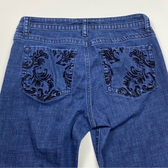 Lee Jeans Womens W33 Blue Embroidered Pockets Slender Secret Wide Leg Ladies - Picture 4 of 9